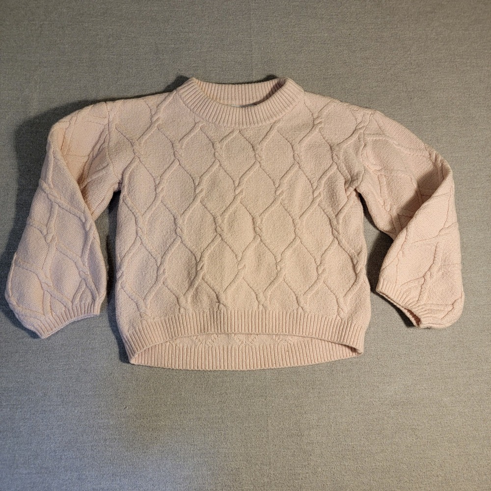 Old Navy Cable Knit Sweater Kids 5T Pink Good SoSoft Crew Neck Long Sleeve 617